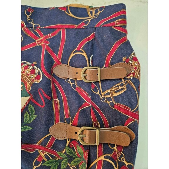 Vintage David Brooks Equestrian Wrap Look Skirt Size 10 Preppy Navy - Picture 5 of 10